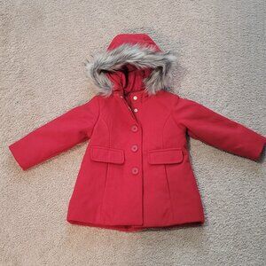 Toddler Girl Size 2T Cat & Jack Faux Wool Red Snap Front Jacket